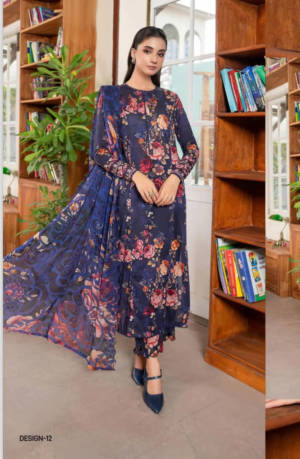 Ziva Khaddar Printed 3pcs