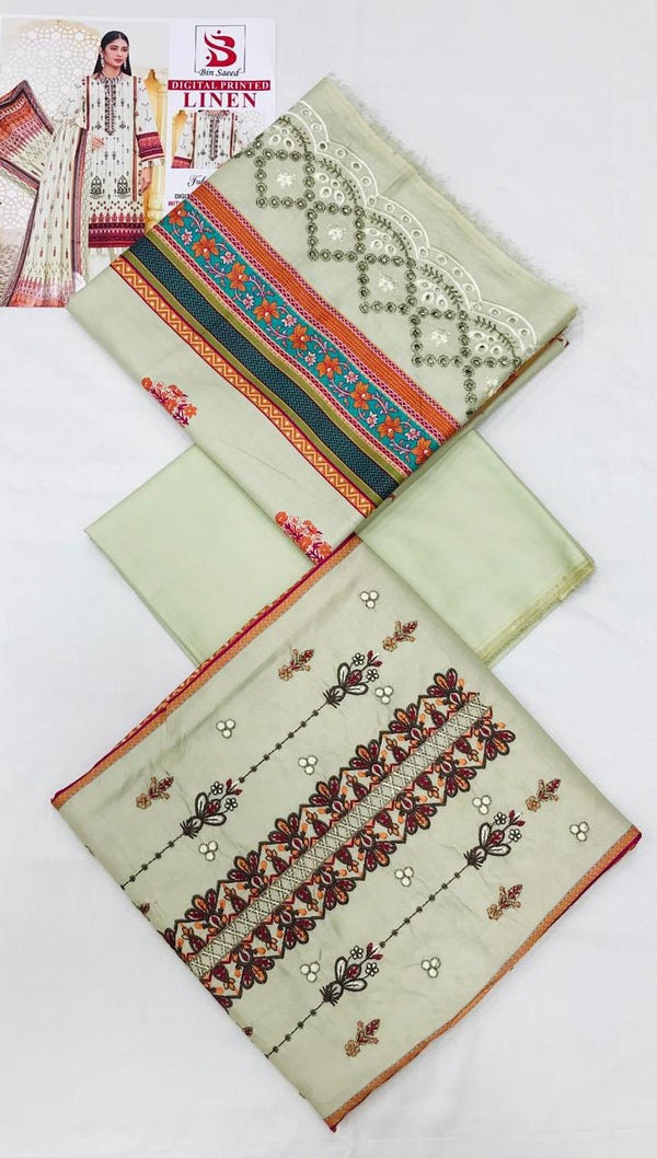 Bin Saeed Linen Embroidered 3Pcs