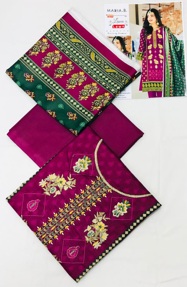 Summer Airjet Lawn Embroidered 3Pcs With Lawn Dupatta