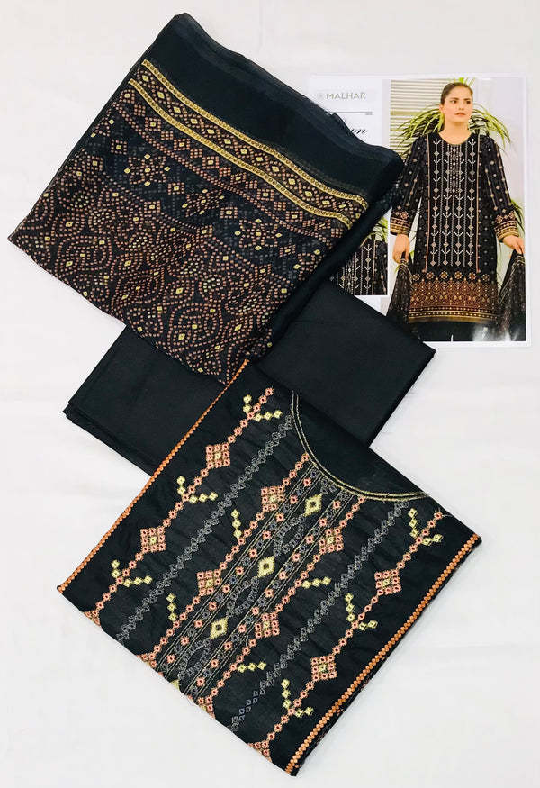 Summer Airjet Lawn Embroidered 3Pcs With Chiffon Dupatta