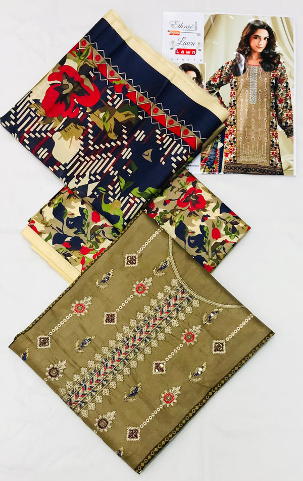 Summer Airjet Lawn Embroidered 3Pcs With Lawn Dupatta