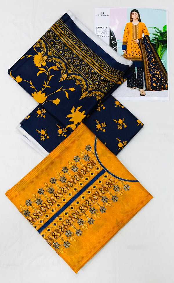 Summer Airjet Lawn Embroidered 3Pcs With Lawn Dupatta